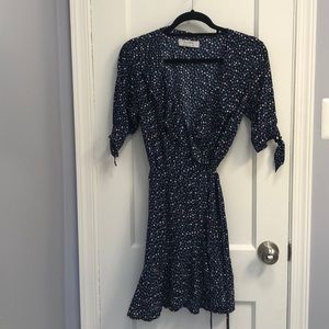 Lulus Navy Wrap Dress with floral details